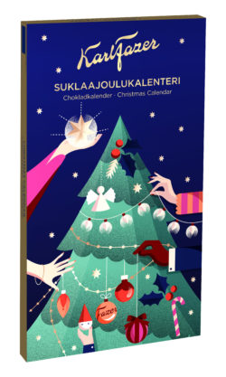 The advent calendar by Fazer does not need plastic, thanks to a dispersion coated cardboard box by Metsä Board. © Fazer