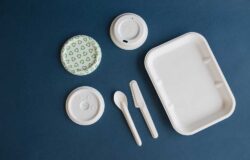 Disposable cutlery, plates and lids made with fibre materials