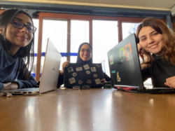 Three women in front of laptops. The kick-off for this innovative project was t