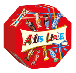 Red Celebrations packaging with ‘Lots of Love’ label.